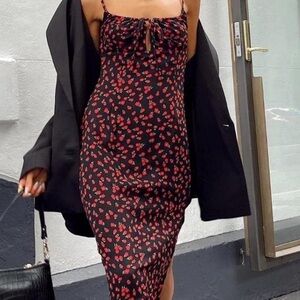 Princess Polly Black and Red Floral Dress